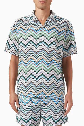Zig Zag Bowling Shirt in Viscose