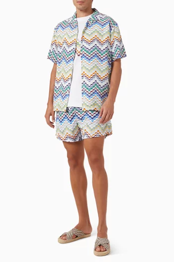 Zig Zag Bowling Shirt in Viscose