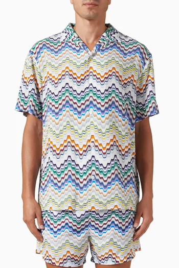 Zig Zag Bowling Shirt in Viscose
