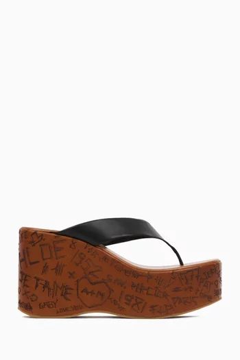 Maxime Wedge Thong Sandals  in Calfskin