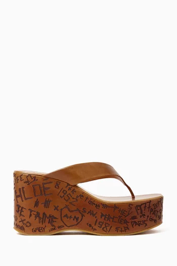 Maxime Wedge Thong Sandals  in Calfskin