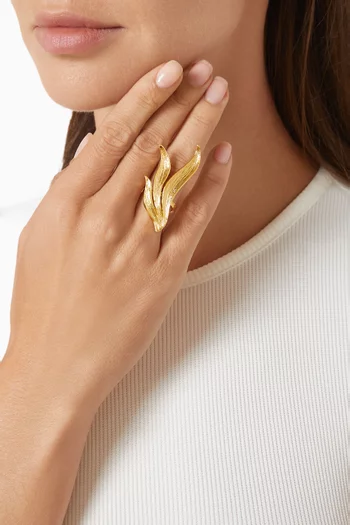 Sylva Leaf Cocktail Ring in 24kt Gold-plated Metal