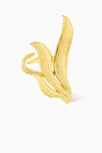 Sylva Leaf Cocktail Ring in 24kt Gold-plated Metal