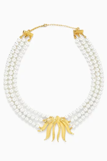 Sylva Pearl Layered Choker Necklace in 24kt Gold-plated Metal