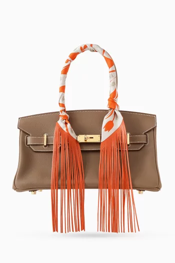 Unused Bouquet Final Leather Fringed Twilly Scarf in Silk