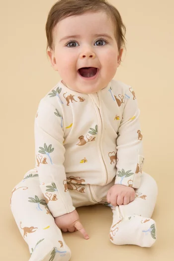 Monkey Zip-up Sleepsuit