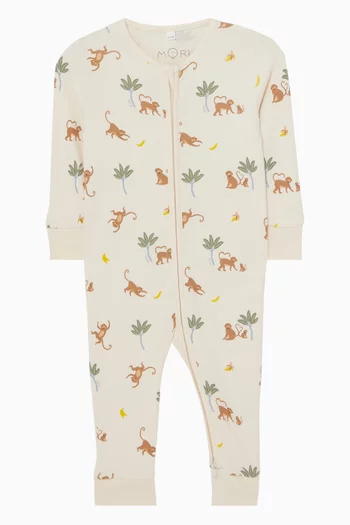 Monkey Zip-up Sleepsuit