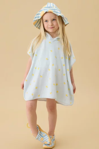 Lemon Towelling Hooded Poncho
