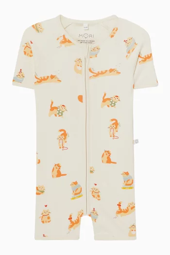Cat Nap Summer Zip-up Sleepsuit