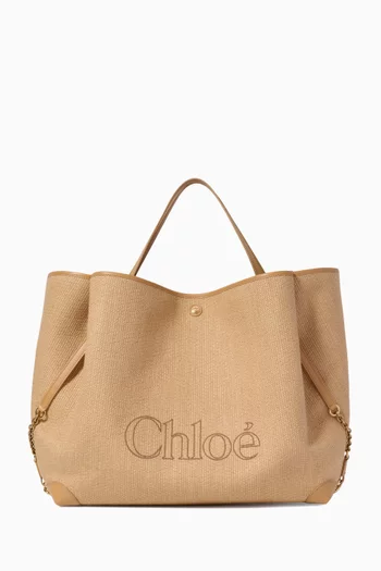 Small Clover Tote Bag in Raffia