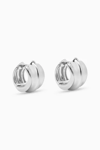 Small Wave Hoop Earrings in Sterling Silver