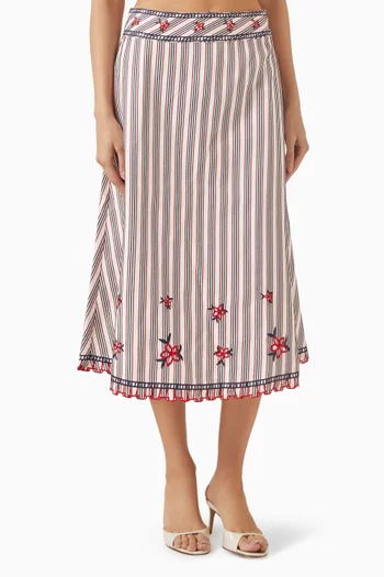 Norin Midi Skirt in Cotton-blend