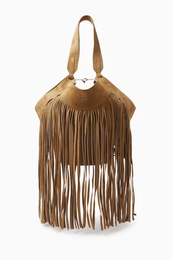 Medium Lotus Fringe Tote Bag in Suede