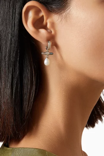 Lunette Barbell Chandelier Hoop Earrings in Sterling Silver