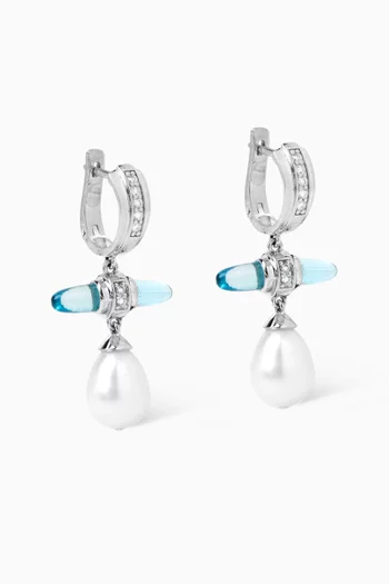 Lunette Barbell Chandelier Hoop Earrings in Sterling Silver