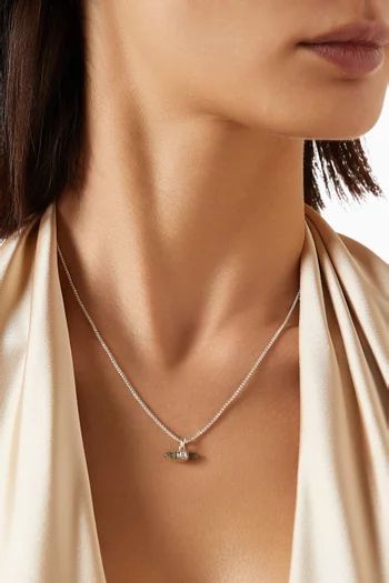 Lunette Barbell Diamond Pendant Necklace in Sterling Silver