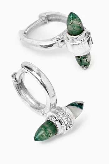 Lunette Barbell Huggie Earrings in Sterling Silver