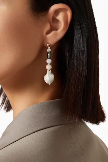 Poet Pearl Earrings in 14kt Yellow Gold