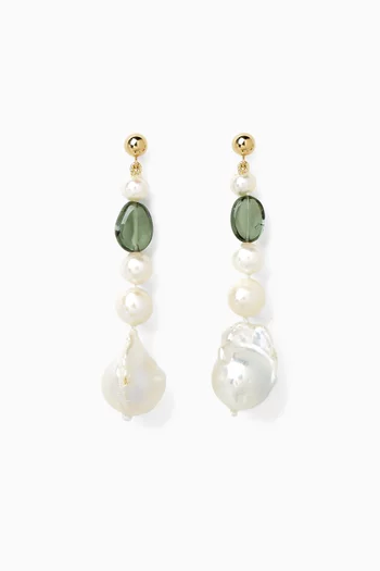 Poet Pearl Earrings in 14kt Yellow Gold