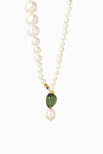 Poet Pearl Lariat Necklace in 14kt Yellow Gold