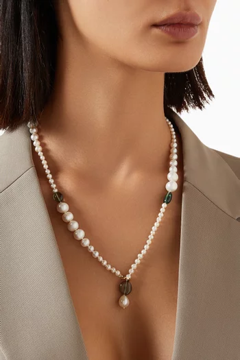Poet Pearl Lariat Necklace in 14kt Yellow Gold