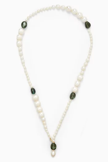 Poet Pearl Lariat Necklace in 14kt Yellow Gold