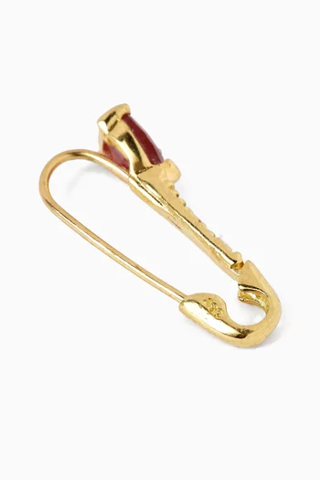 Mini Tourmaline & Diamond Safety Pin Single Earring in 14kt Yellow Gold