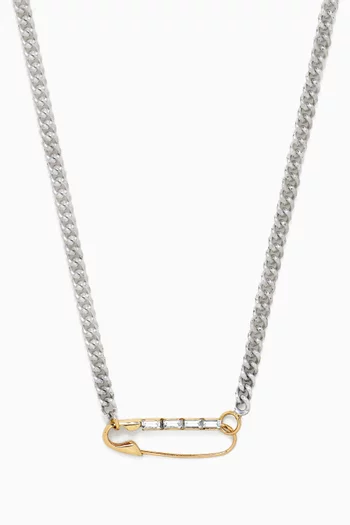 Petite Industrial Baguette Safety Pin Necklace