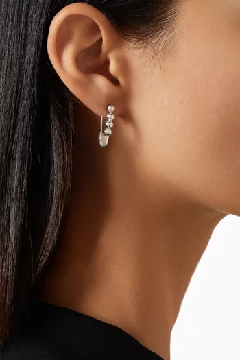 Friendship Bead Safety Pin Single Earring in Sterling Silver