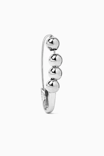 Friendship Bead Safety Pin Single Earring in Sterling Silver