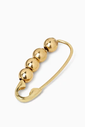 Mini Friendship Bead Safety Pin Single Earring in 14kt Yellow Gold
