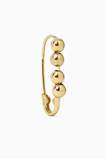 Mini Friendship Bead Safety Pin Single Earring in 14kt Yellow Gold