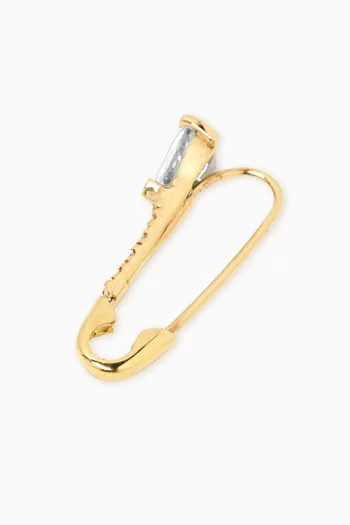 Mini Sapphire & Diamond Safety Pin Single Earring in 14kt Yellow Gold