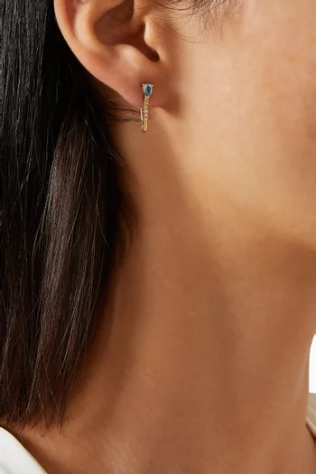Mini Topaz & Diamond Safety Pin Single Earring in 14kt Yellow Gold