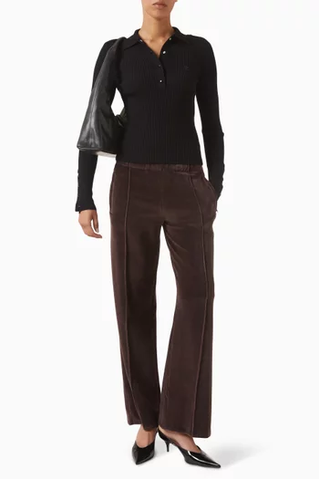 Ribbed Polo Sweater in Knit