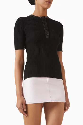 Contrast Vinyl Top in Knit