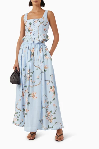 Tangelo Maxi Skirt in Linen
