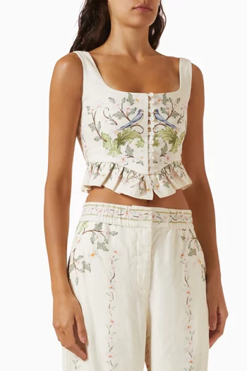 Eslabon Anhelo Embroidered Top in Linen