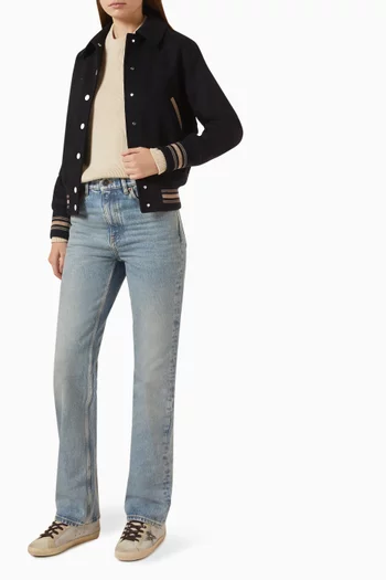 Ria Embellished Bomber Jacket in Virgin Wool