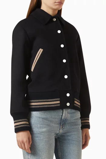 Ria Embellished Bomber Jacket in Virgin Wool