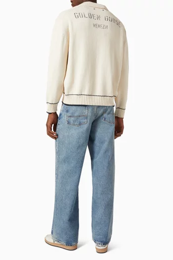 Rindley Polo Sweater in Cotton-blend Knit