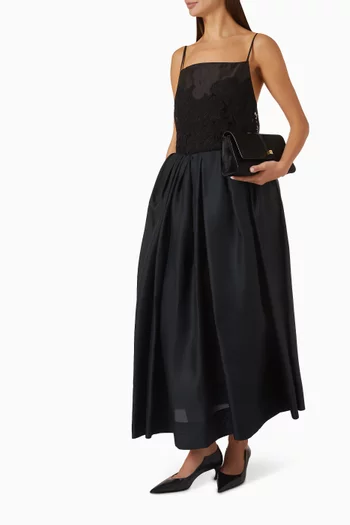 Adara Maxi Skirt in Silk Twill Organza
