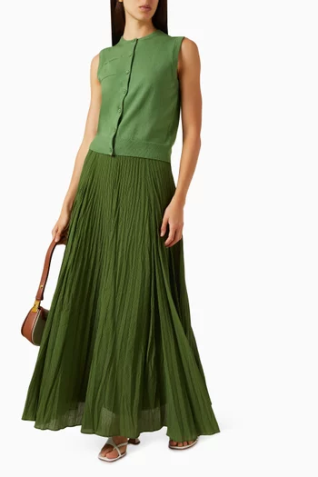 Crinkled Plissé Maxi Skirt in Cotton-blend