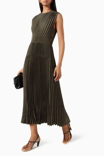 Chevron-pleated Dress in Satin