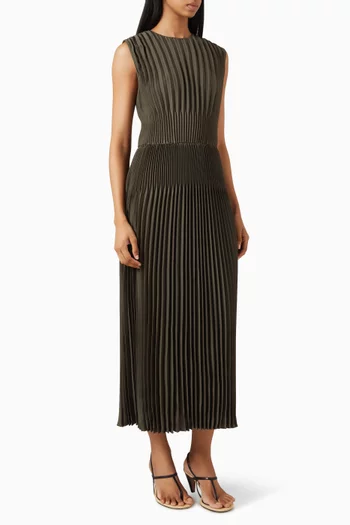 Chevron-pleated Dress in Satin