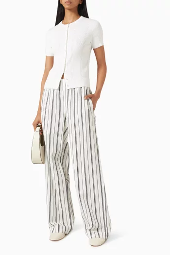 Short-sleeve Cardigan in Ribbed-cotton