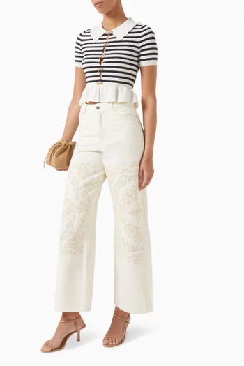 Embroidered Jeans in Denim