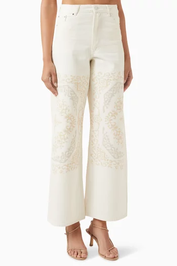 Embroidered Jeans in Denim
