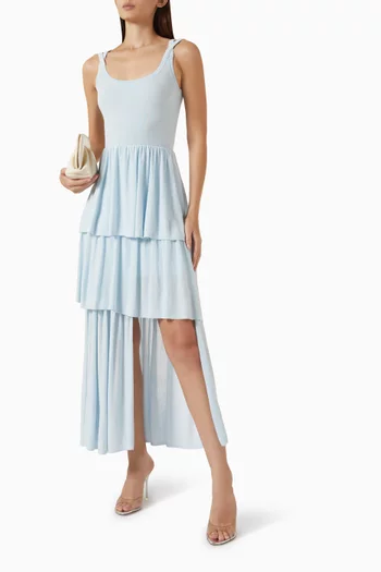 Asymmetrical Ruffled Midi Dress