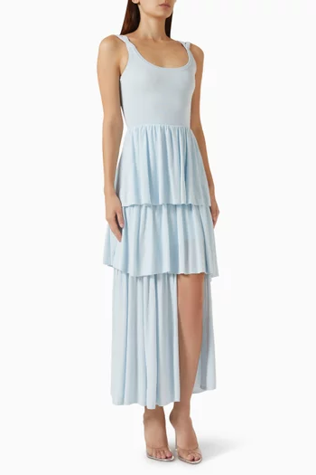 Asymmetrical Ruffled Midi Dress